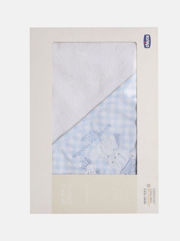 White and Blue Hooded Bath Towel image number 5
